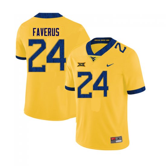 Men's West Virginia Mountaineers NCAA #24 Jairo Faverus Yellow Authentic Nike Stitched College Football Jersey HE15Z17AP